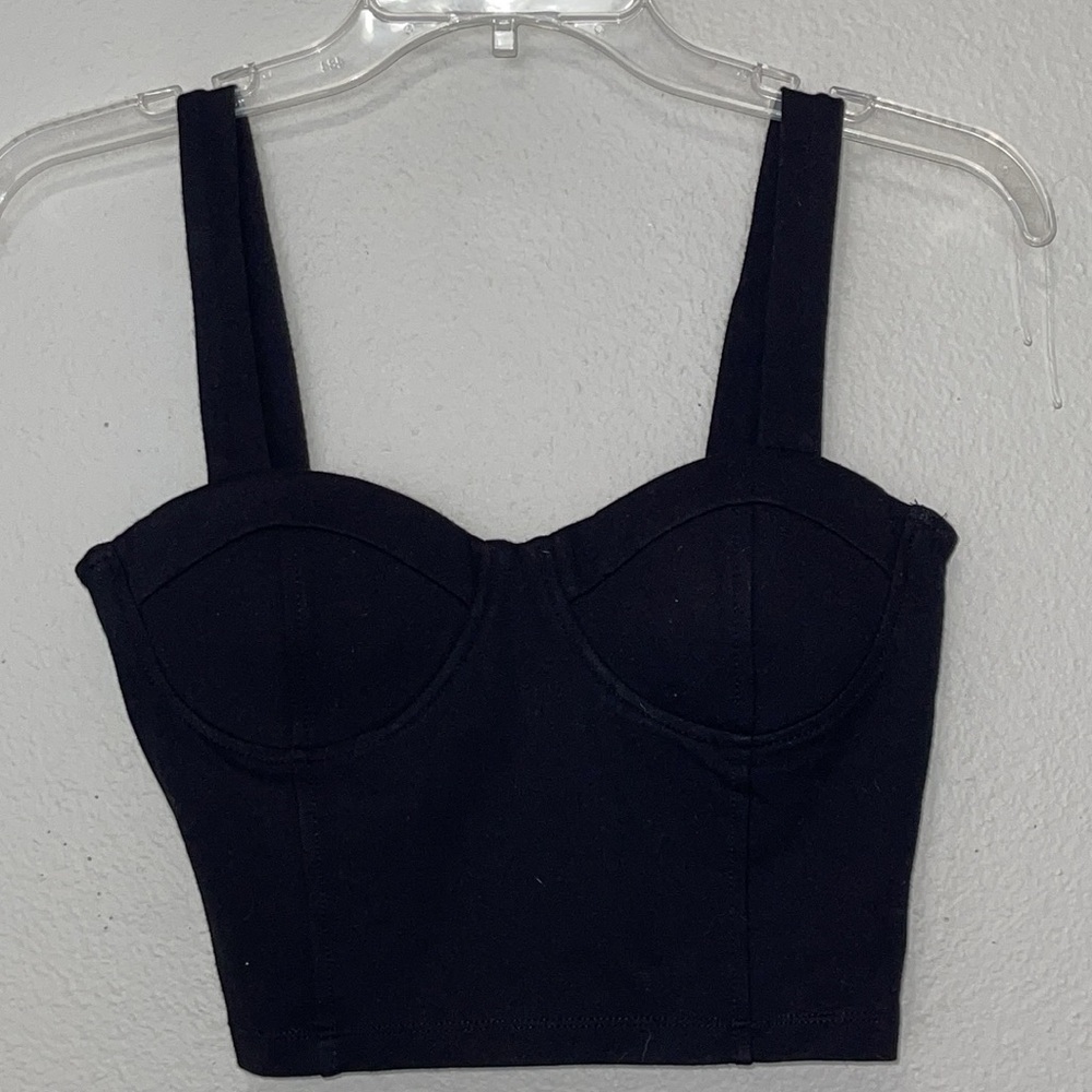 SHINESTAR BLACK CORSET TANK TOP
